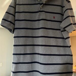 Ralph Lauren Polo Navy and Gray Striped Polo Shirt